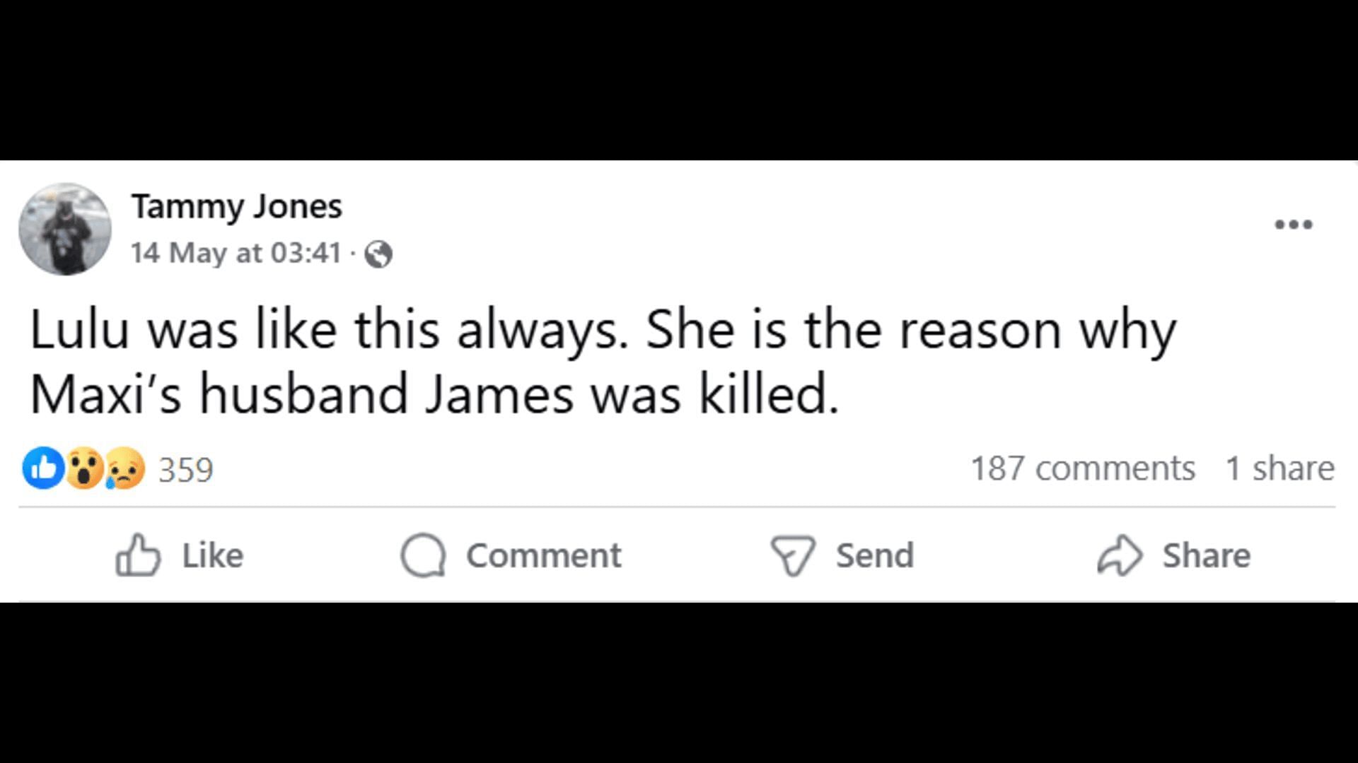 A Facebook post about Lulu (Image via Facebook/General Hospital Fans - Official)